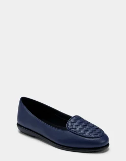 Comfortable Women's Loafer in Navy Faux Leather