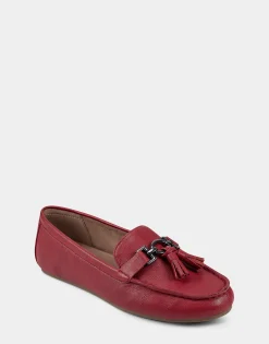 Comfortable Women's Loafer in Red Faux Leather