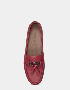 Comfortable Women's Loafer in Red Faux Leather