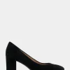 Comfortable Women's Mid Heel Pump in Genuine Black Suede