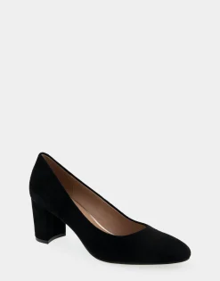 Comfortable Women's Mid Heel Pump in Genuine Black Suede