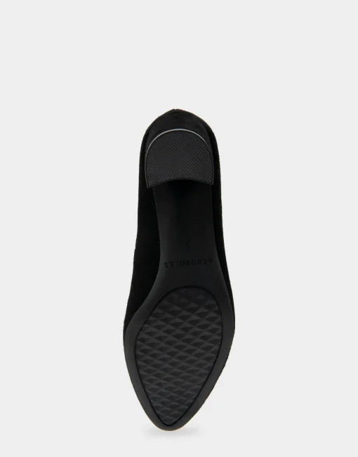 Comfortable Women's Mid Heel Pump in Genuine Black Suede