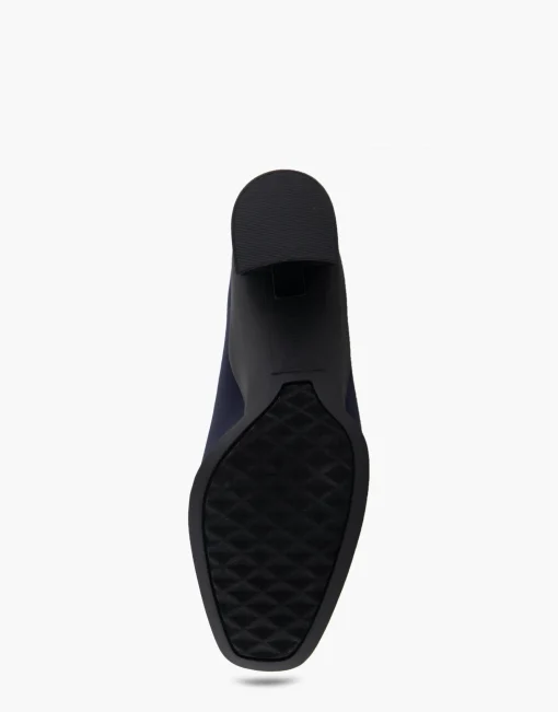 Comfortable Women's Mid Heel Pump in Navy Stretch Gabardine Fabric