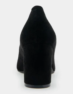 Comfortable Women's Mid Heel Pump in Genuine Black Suede