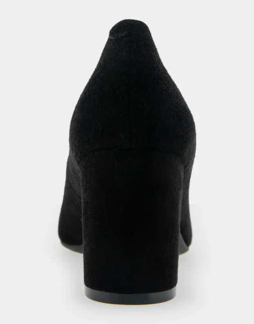 Comfortable Women's Mid Heel Pump in Genuine Black Suede