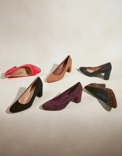 Comfortable Women's Mid Heel Pump in Genuine Black Suede
