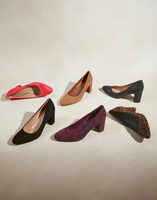 Comfortable Women's Mid Heel Pump in Genuine Black Suede