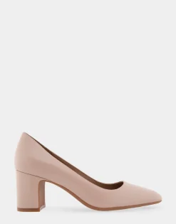 Comfortable Women's Mid-heel Pump in Cipria Leather