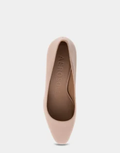 Comfortable Women's Mid-heel Pump in Cipria Leather