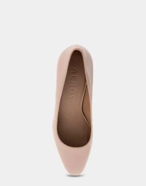 Comfortable Women's Mid-heel Pump in Cipria Leather