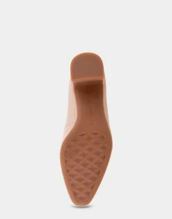 Comfortable Women's Mid-heel Pump in Cipria Leather