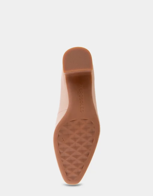 Comfortable Women's Mid-heel Pump in Cipria Leather