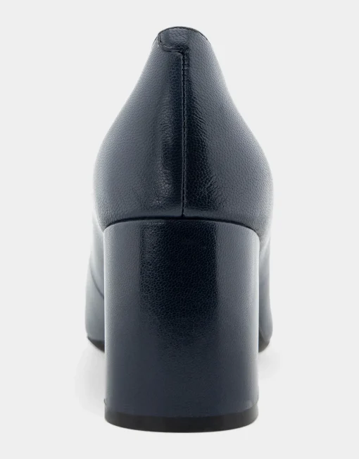 Comfortable Women's Mid-heel Pump in Navy Leather