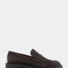 Comfortable Women's Molded Unit Loafer With Penny Keeper in Java Pebbled Nubuck Leather