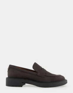 Comfortable Women's Molded Unit Loafer With Penny Keeper in Java Pebbled Nubuck Leather