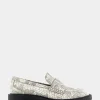 Comfortable Women's Molded Unit Loafer With Twisted Keeper in Roccia Snake Print Embossed Leather Leather
