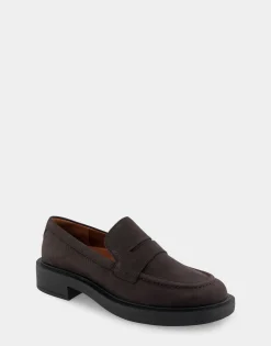 Comfortable Women's Molded Unit Loafer With Penny Keeper in Java Pebbled Nubuck Leather