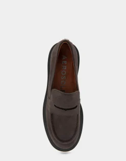 Comfortable Women's Molded Unit Loafer With Penny Keeper in Java Pebbled Nubuck Leather