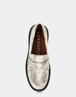 Comfortable Women's Molded Unit Loafer With Twisted Keeper in Roccia Snake Print Embossed Leather Leather
