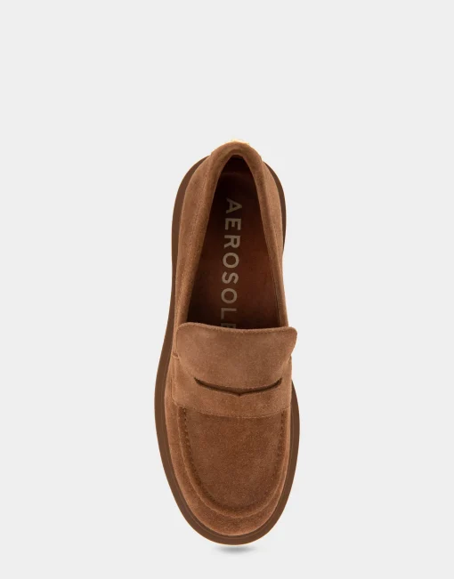 Comfortable Women's Molded Unit Loafer With Penny Keeper in Tobacco Suede