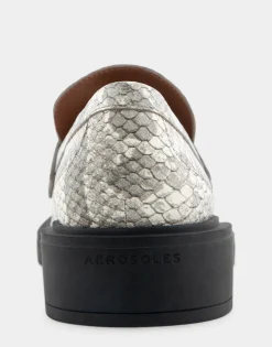 Comfortable Women's Molded Unit Loafer With Twisted Keeper in Roccia Snake Print Embossed Leather Leather