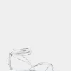Comfortable Women's Multi Strap Lace Up Sandal in Silver Faux Leather