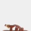 Comfortable Women's Multi Strap Flat Sandal in Gingerbread Leather