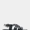 Comfortable Women's Multi Strap Flat Sandal in Black Leather