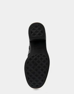 Comfortable Women's Multi Buckle Biker Bootie in Black Crackled Leather
