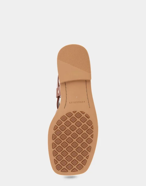 Comfortable Women's Multi Strap Flat Sandal in Gingerbread Leather