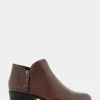 Comfortable Women's Ornamented Zipper Low Bootie in Mocha Burnished Leather Leather