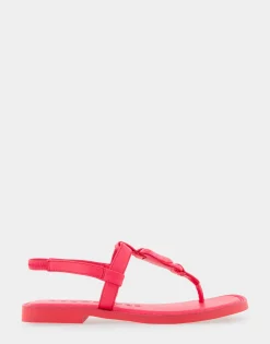 Comfortable Women's Ornamented Slingback Strap Thong Sandal in Virtual Pink Faux Leather