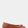 Comfortable Women's Ornamented Flat in Tan Crinkled Patent Faux Leather Patent Faux Leather