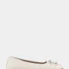 Comfortable Women's Ornamented Flat in Eggnog Faux Leather