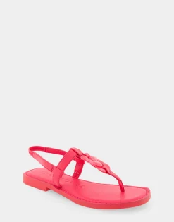 Comfortable Women's Ornamented Slingback Strap Thong Sandal in Virtual Pink Faux Leather