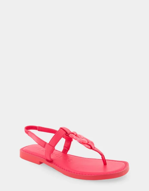 Comfortable Women's Ornamented Slingback Strap Thong Sandal in Virtual Pink Faux Leather