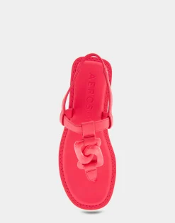 Comfortable Women's Ornamented Slingback Strap Thong Sandal in Virtual Pink Faux Leather
