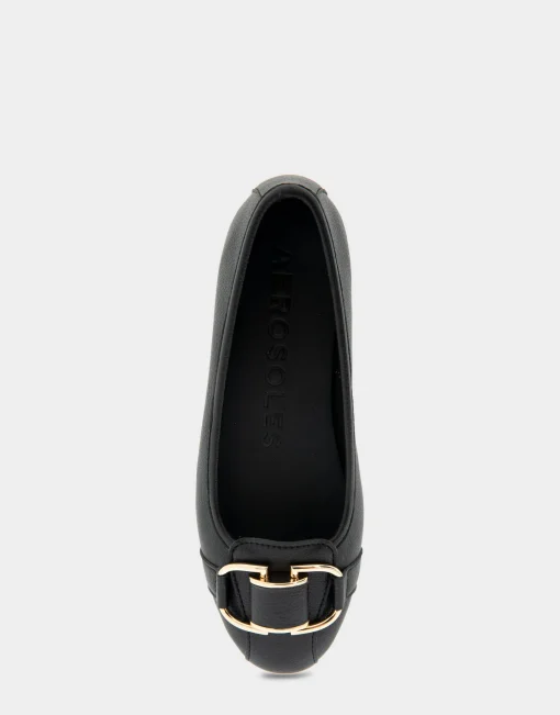 Comfortable Women's Ornamented Flat in Black Faux Leather