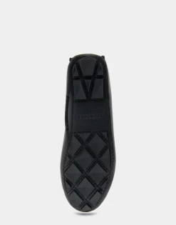 Comfortable Women's Ornamented Driver in Black Leather