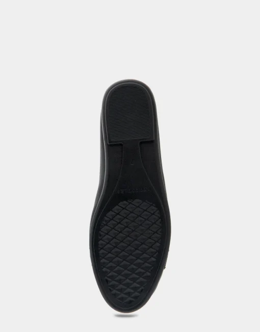 Comfortable Women's Ornamented Flat in Black Faux Leather