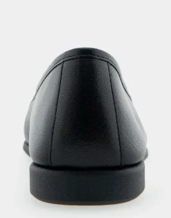 Comfortable Women's Ornamented Flat in Black Leather
