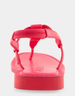 Comfortable Women's Ornamented Slingback Strap Thong Sandal in Virtual Pink Faux Leather
