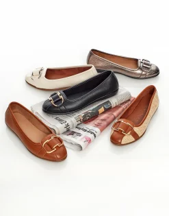 Comfortable Women's Ornamented Flat in Black Faux Leather