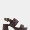 Comfortable Women's Platform Sandal in Deep Aubergine Quilted Leather Leather