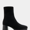 Comfortable Women's Platform Boot in Black Stretch Gabardine Fabric Fabric