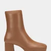 Comfortable Women's Platform Boot in Luggage Stretch Faux Leather