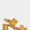 Comfortable Women's Platform Sandal in Marigold Snake Print Leather Leather