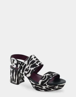 Comfortable Women's Platform Sandal in Zebra Print Calf Hair