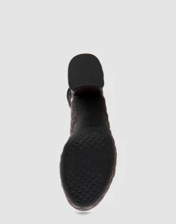 Comfortable Women's Platform Sandal in Deep Aubergine Quilted Leather Leather