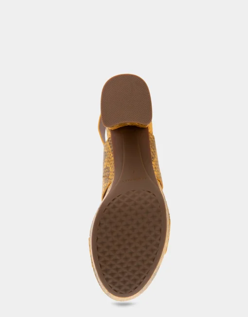 Comfortable Women's Platform Sandal in Marigold Snake Print Leather Leather